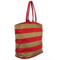 9205- RED & GOLD STRIPES CANVAS TOTE BAG